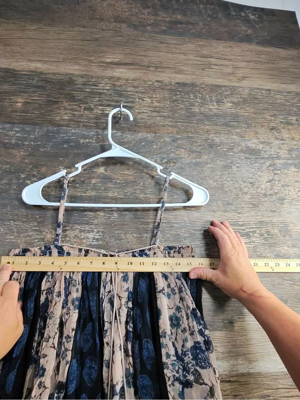 Free People Beige and Black Floral Tank with Tassel Tie